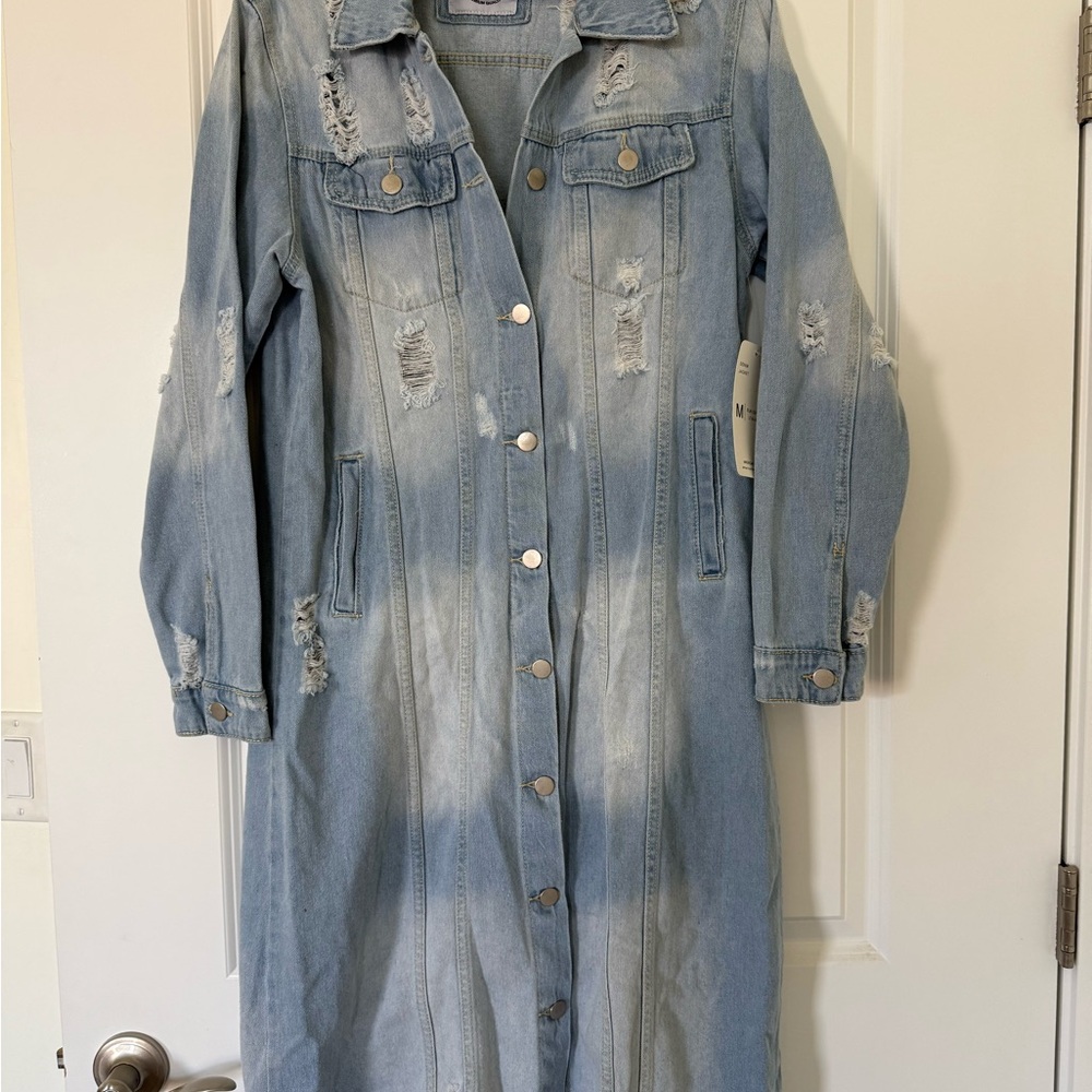 American Bazi Light Blue Distressed Denim Dress